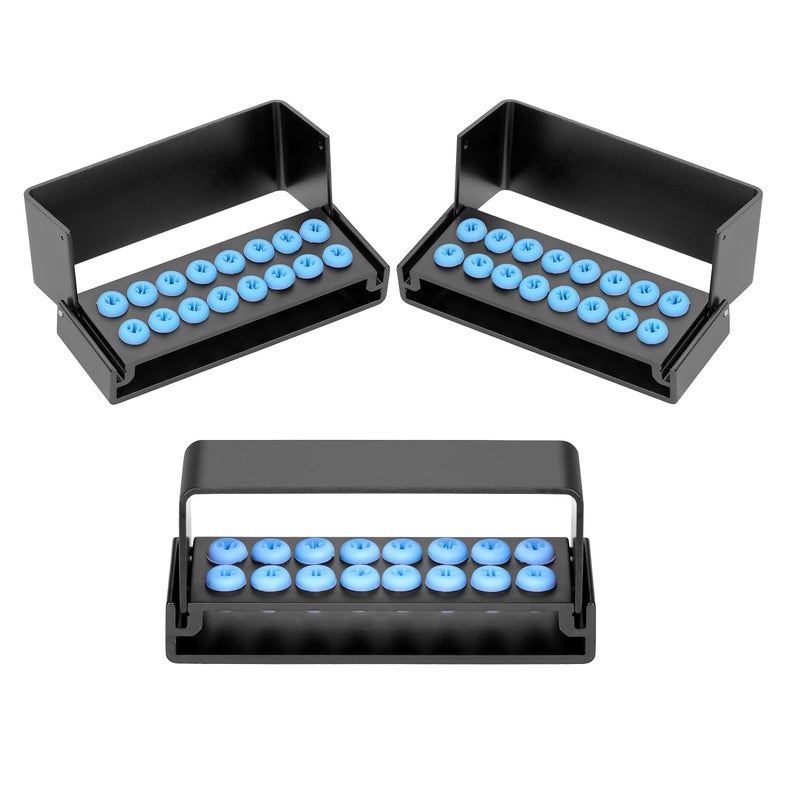 EustomA Burs Holder Block Case for 16 Holes High Temperature Sterilizable Autoclavable Burs Holder Box 3pcs/Set (Black) - Image 1